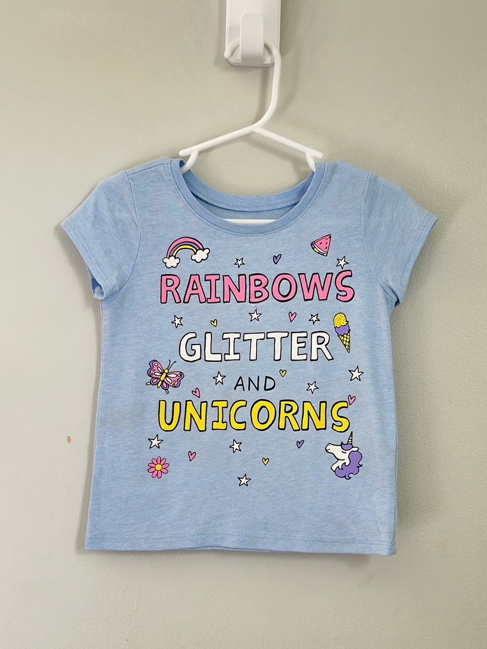 The Children’s Place Girls 4T Rainbows Glitter Unicorns Graphic Tee
